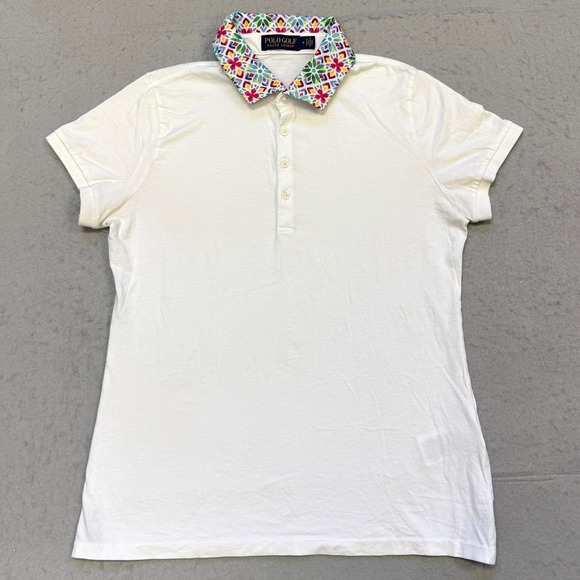 Polo Ralph Lauren Tops - Polo Golf Ralph Lauren Polo Shirt Women's M White Multi Color Floral Collar